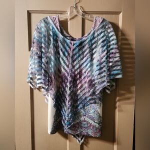 One World 2 Piece Poncho Tank Set L Purple Blue